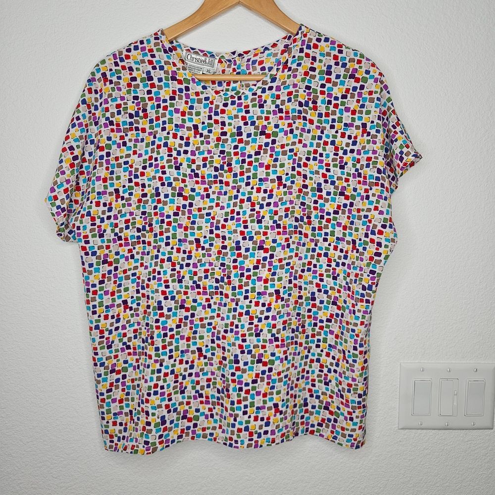 Christie & Jill Colorful Geometric Blouse